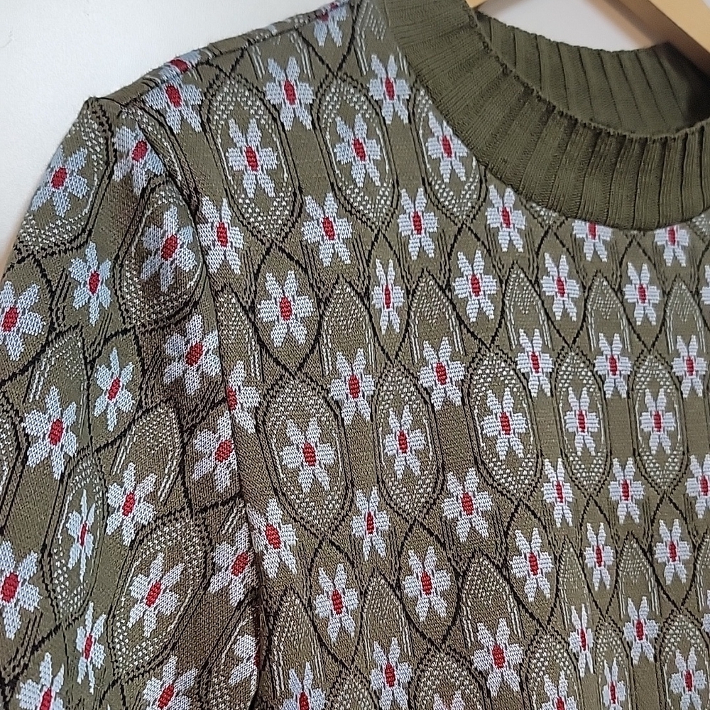 ZARA | Chic Olive Patterned Dress - Picture 4 of 12